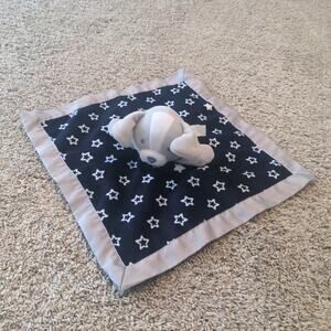 Carters Child of Mine Gray Puppy Dog Lovey Security Blanket Blue Stars Satin